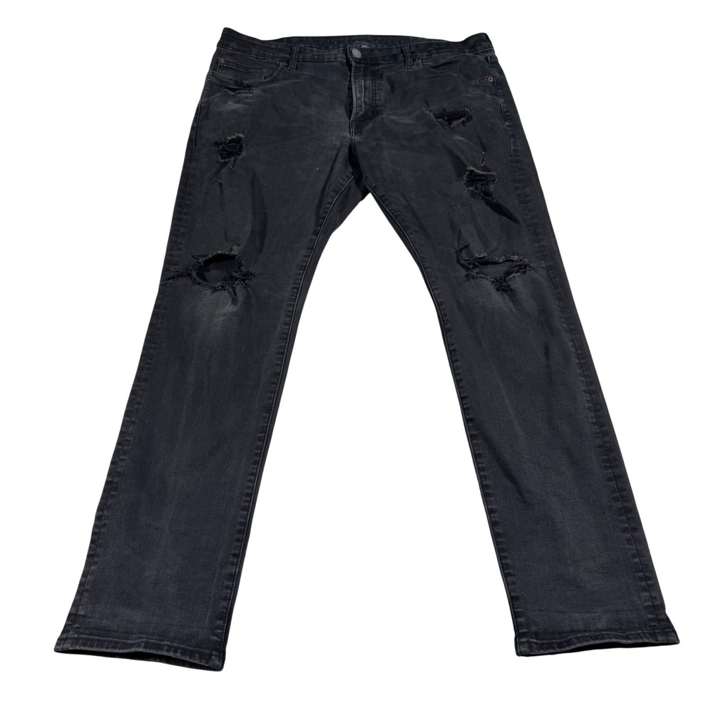American Eagle Slim Jeans Mens 36x30 Black Distressed Ripped Denim Stretch Pants